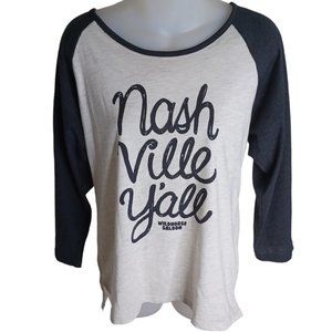 Wildhorse Saloon Womens Shirt XL Tee T Shirt Nashville Yall 3/4 Sleeve Scoop Thi